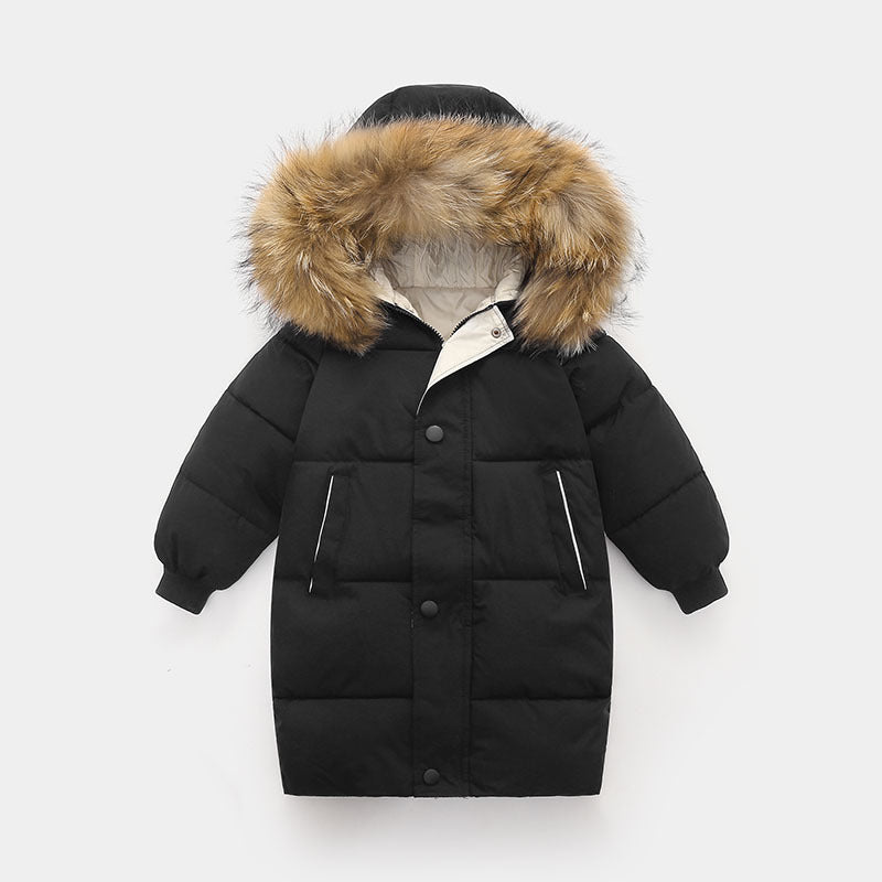 Big Fur Collar Mid-length Medium And Large Children's Clothing Thick Winter Wear Coat