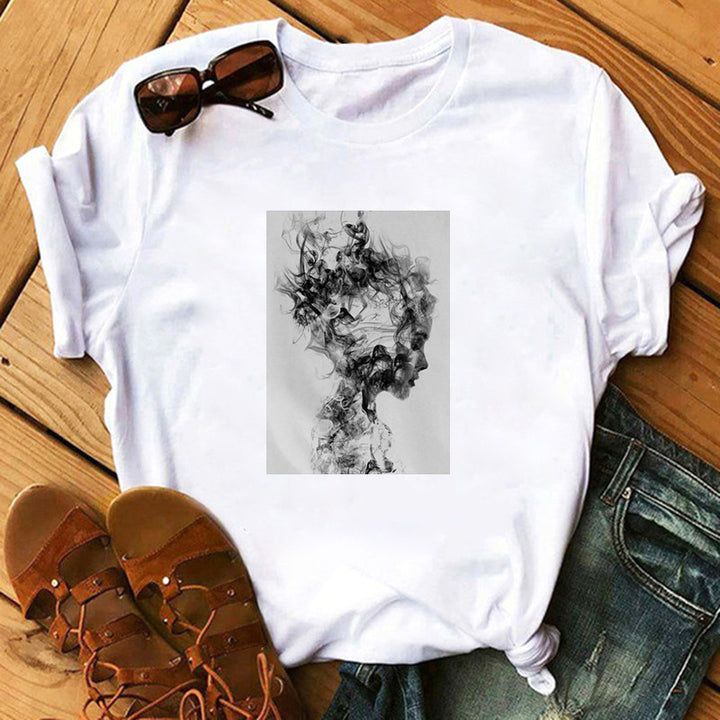 Top T-shirt Modern Lady Feather Butterfly