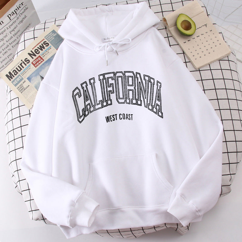 Couples European And American Solid Color Letter Print Sports Hoodie