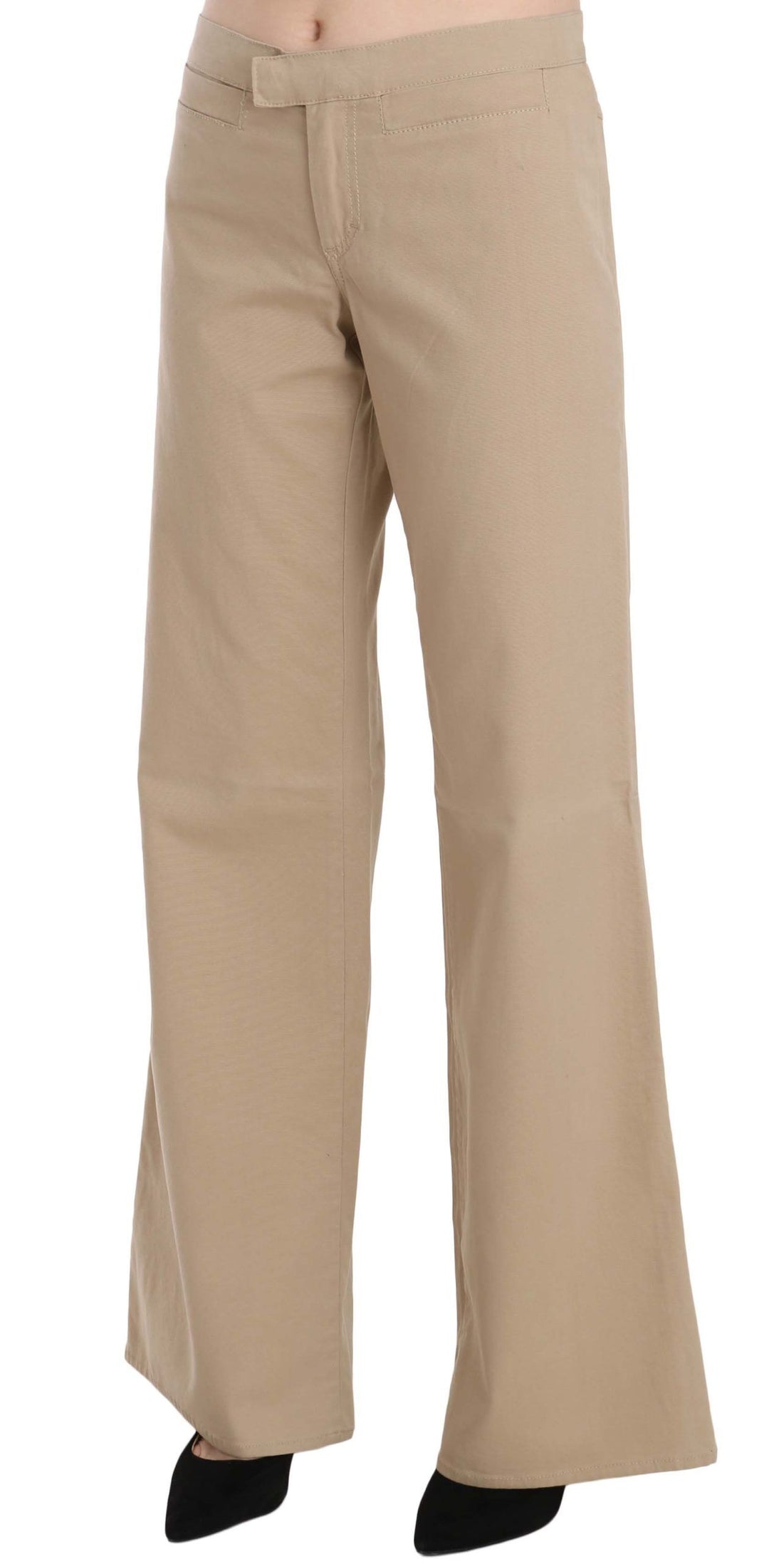 Just Cavalli Beige Mid Waist Flared Luxury Trousers