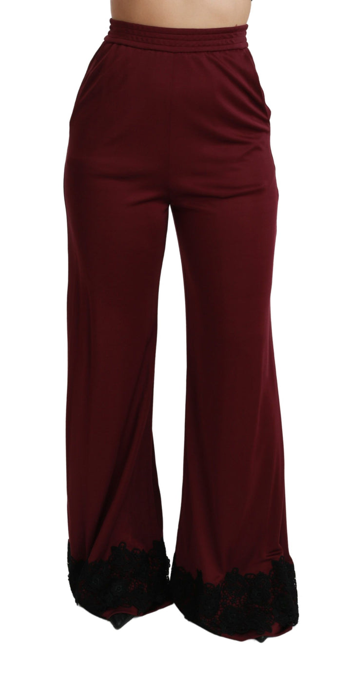 Dolce & Gabbana Elegant Maroon High Waist Wide Leg Trousers