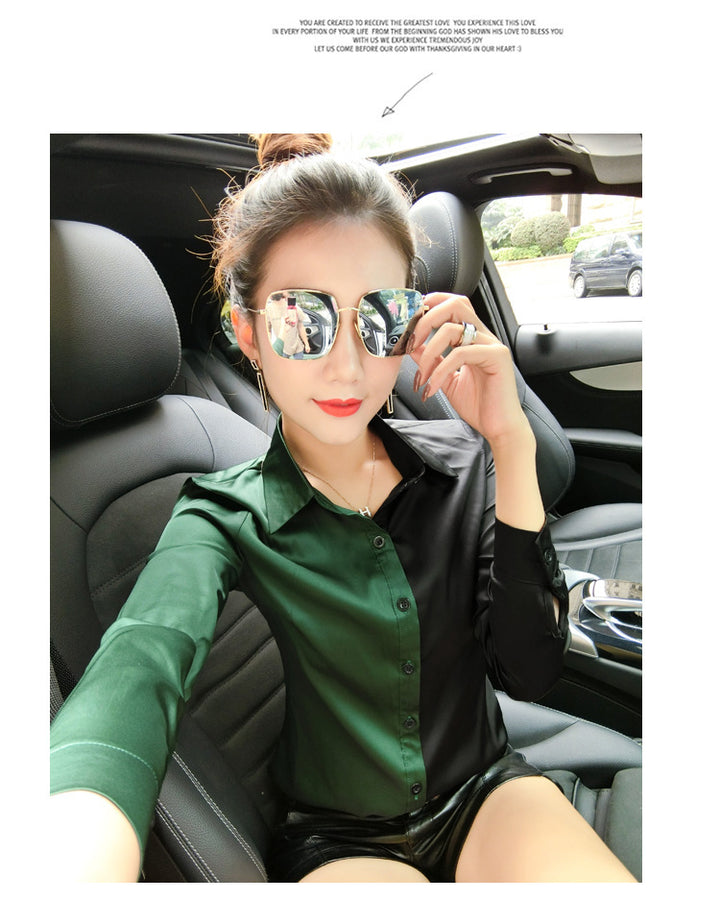 Fashion print stitching shirt long sleeve base coat