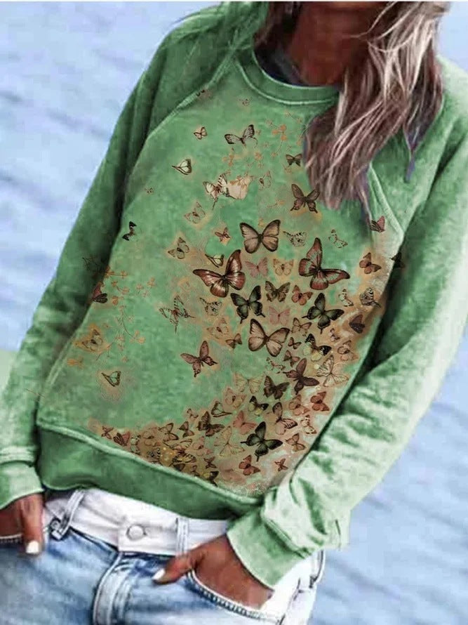 Printed long-sleeved sweatshirt