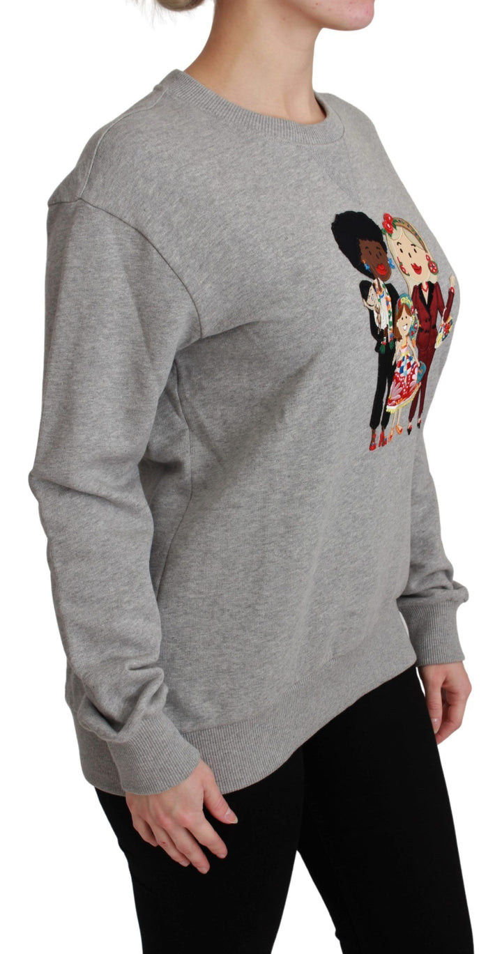 Dolce & Gabbana Elegant Multicolor Embroidered Crew-neck Sweater