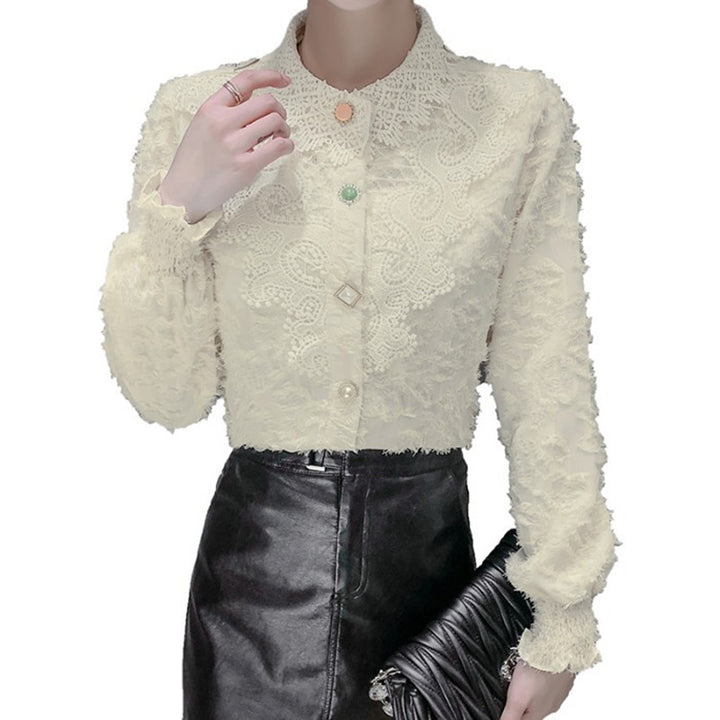 Women's plus velvet padded lace bottoming shirt