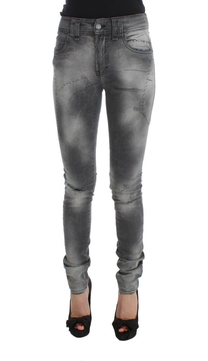 John Galliano Chic Gray Slim Fit Designer Jeans