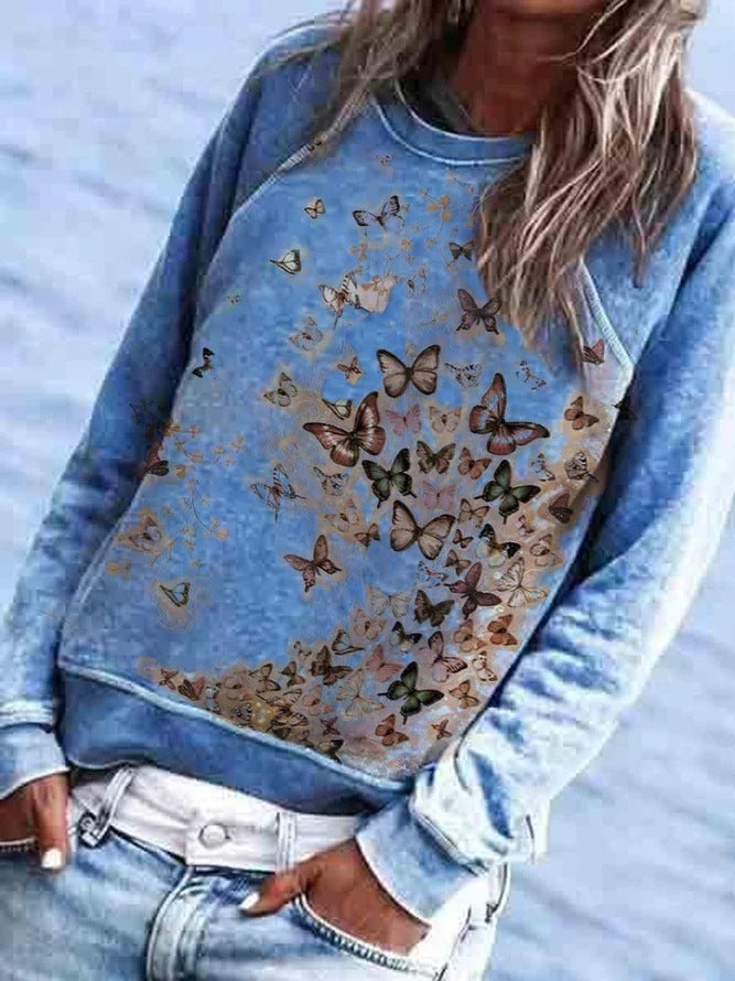 Printed long-sleeved sweatshirt