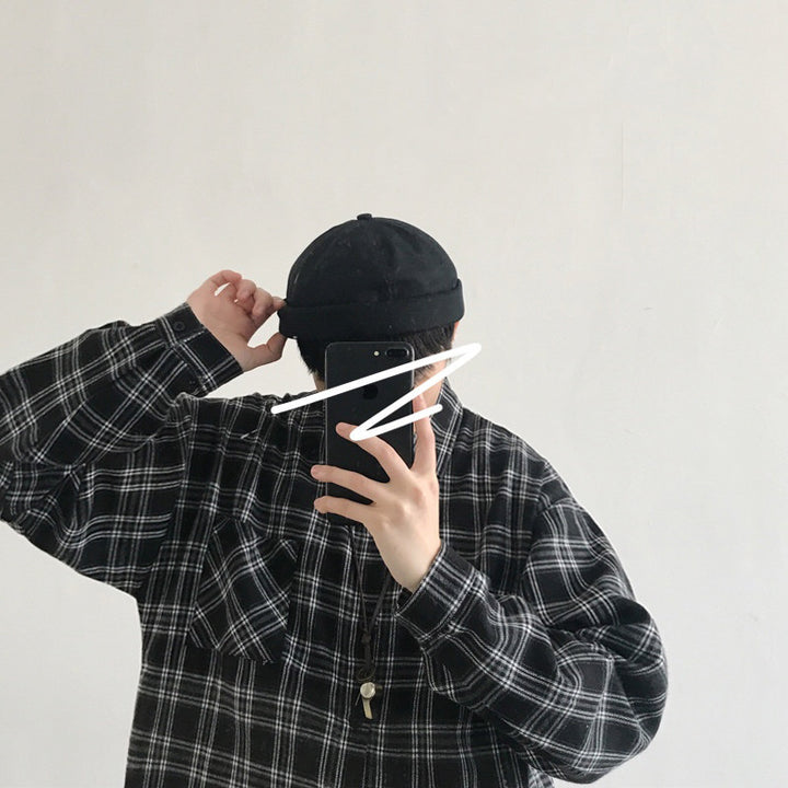 Japanese Retro Plaid Shirt - Versatile Long Sleeve - Shop Swazeyfit