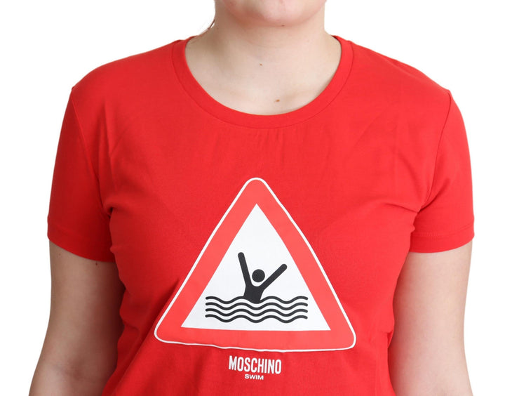 Moschino Chic Red Graphic Cotton Tee