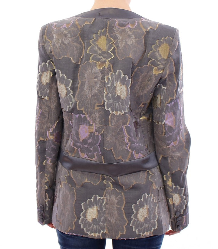 Roberto Fragata Chic Silk Floral One-Button Blazer