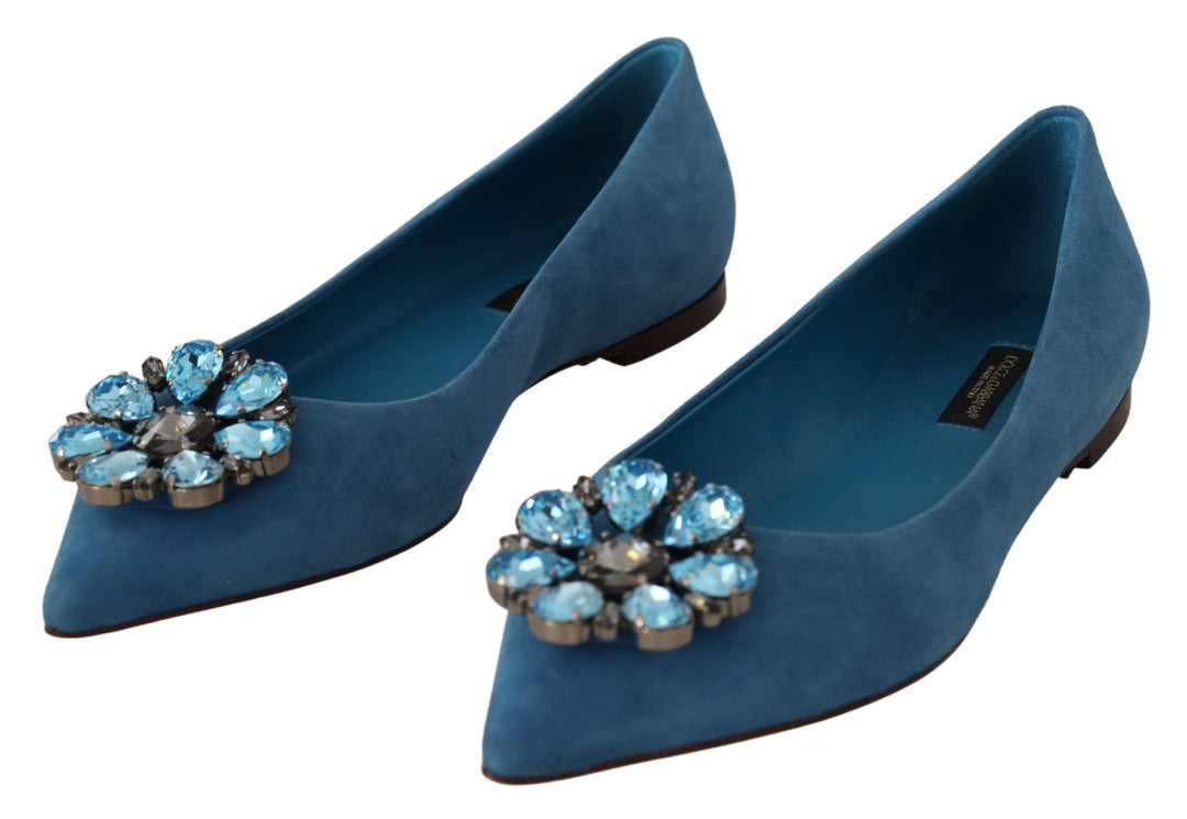 Dolce & Gabbana Elegant Crystal-Embellished Suede Flats