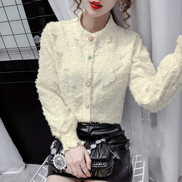 Women's plus velvet padded lace bottoming shirt