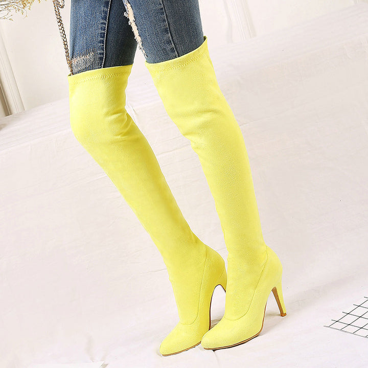 Fashion Candy Color Stiletto Heel Over-The-Knee High Boots