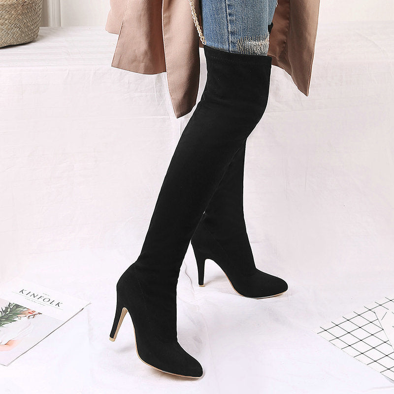 Fashion Candy Color Stiletto Heel Over-The-Knee High Boots