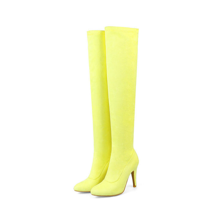 Fashion Candy Color Stiletto Heel Over-The-Knee High Boots