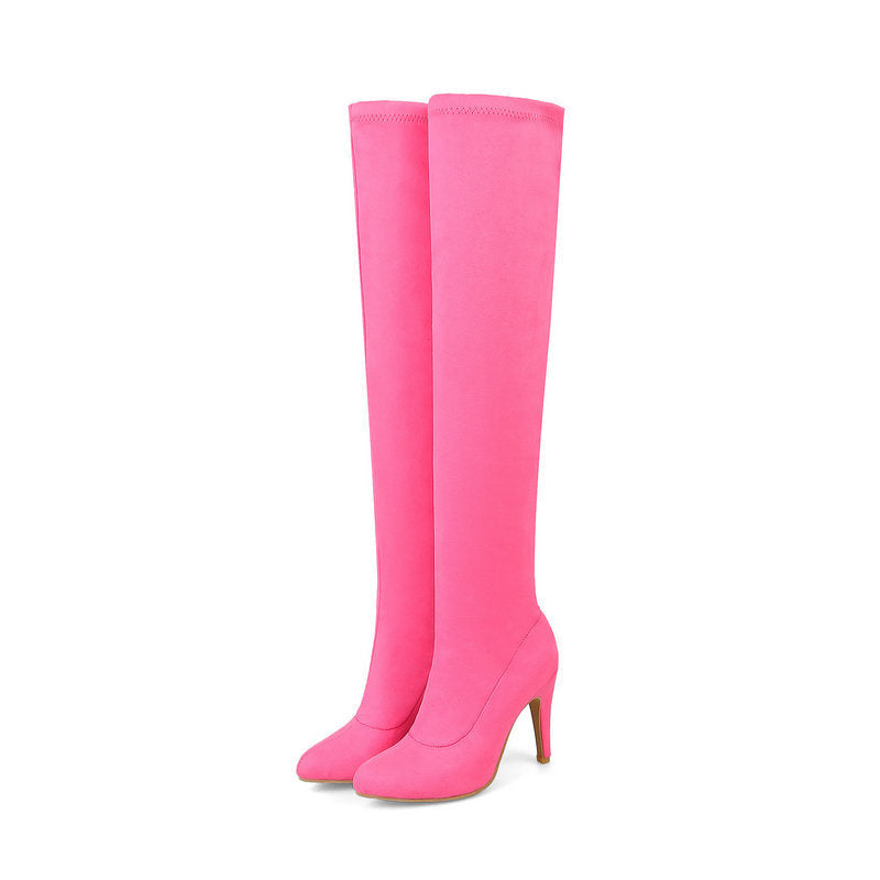 Fashion Candy Color Stiletto Heel Over-The-Knee High Boots