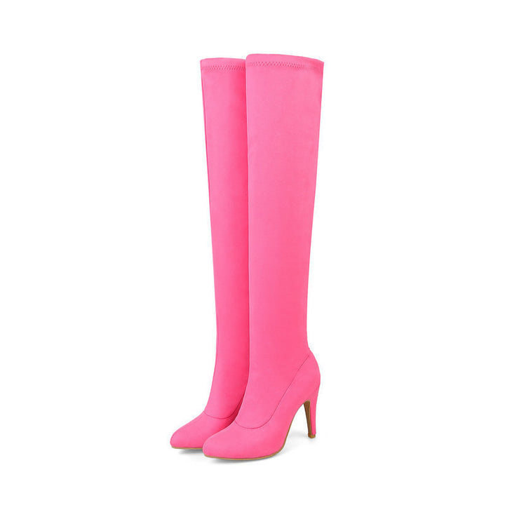 Fashion Candy Color Stiletto Heel Over-The-Knee High Boots