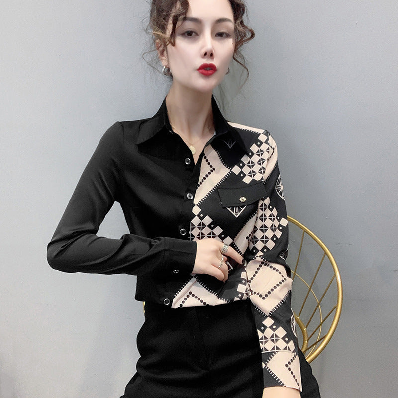 Letter Shirt Long Sleeve Bottoming Shirt Top