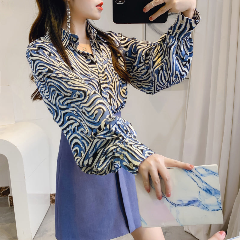 Lantern Sleeve Blouse Foreign Style Bottoming Shirt Fashion Korean Chiffon Shirt Women