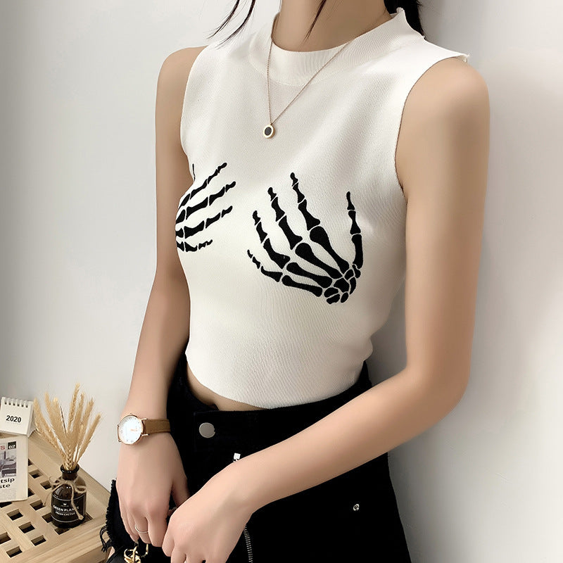 Sleeveless T-Shirt With Fashionable Style And Short Print