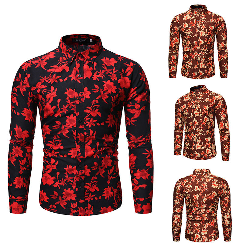 Men's Long Sleeve Shirt - Fashion Flower Shirt - Shop Swazeyfit