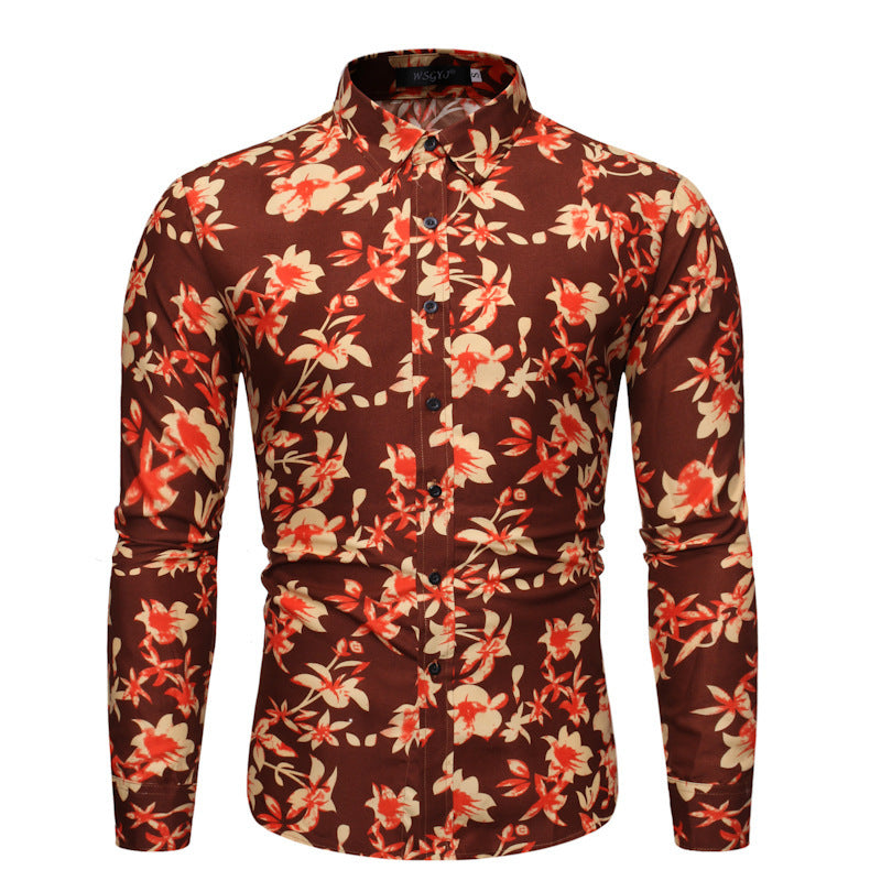 Men's Long Sleeve Shirt - Fashion Flower Shirt - Shop Swazeyfit