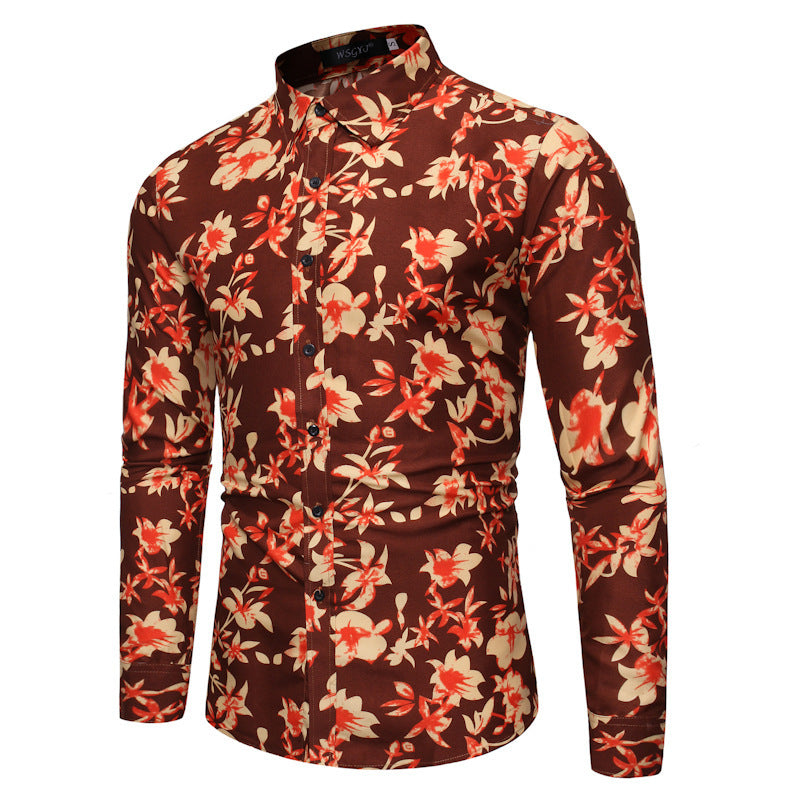 Men's Long Sleeve Shirt - Fashion Flower Shirt - Shop Swazeyfit