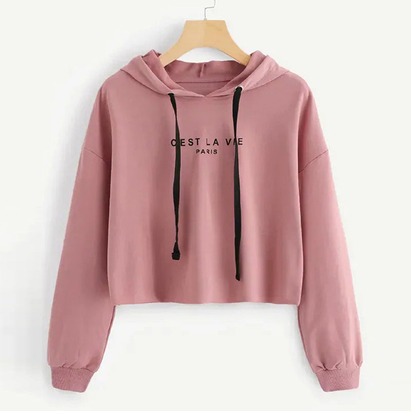 Ladies Short Hooded Printed Sweatshirt Ladies Top