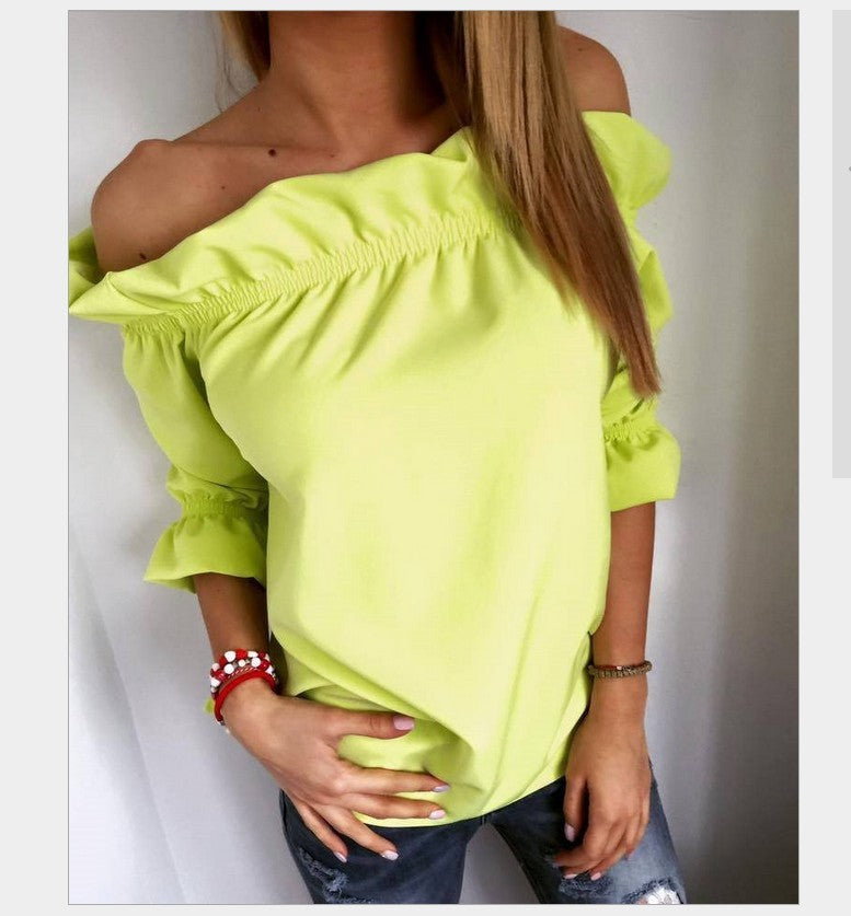 Women's Ruffled Ruffle Collar Top T-shirt