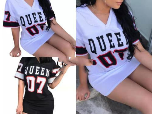 T Shirt Dress Women Short Dress Hip Hop Queen