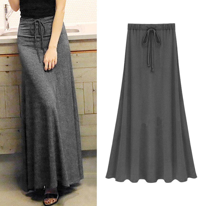 Large A-Line Skirt, High-Waisted Skirt, Slit Long Skirt, Over-The-Knee Skirt