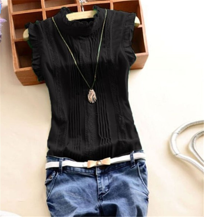 Chiffon Shirt Net Yarn Slim Slimming Small Shirt T-shirt