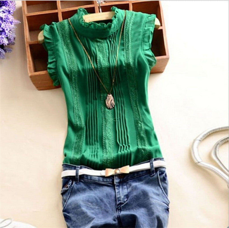 Chiffon Shirt Net Yarn Slim Slimming Small Shirt T-shirt