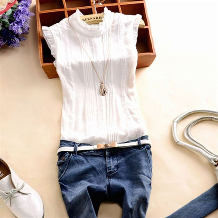 Chiffon Shirt Net Yarn Slim Slimming Small Shirt T-shirt