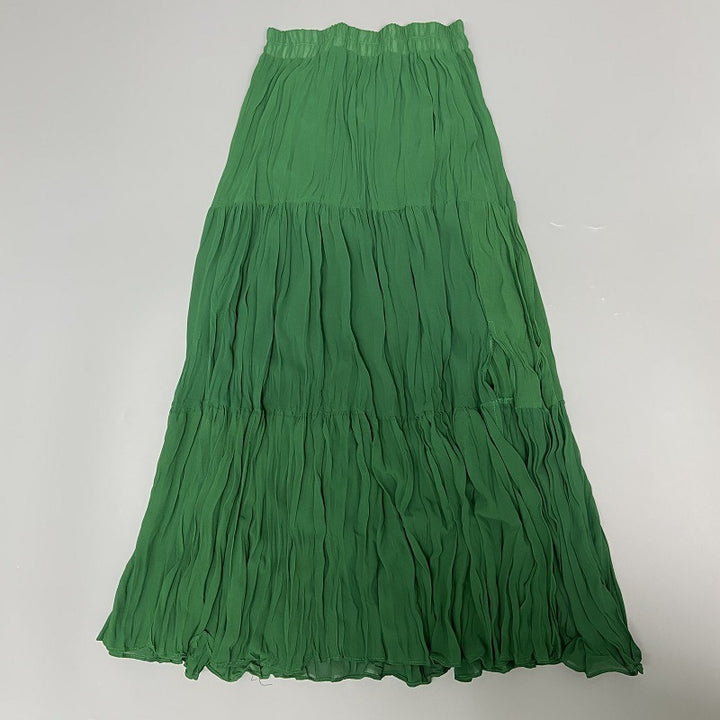 Chiffon Skirt, Pleated Skirt, High Waist, A-line Skirt