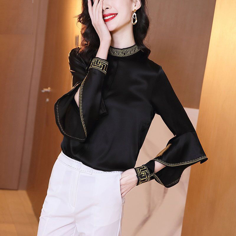 Embroidered Shirt Women's Long-sleeved Spring Tops Ruffled Women's Korean Loose-fitting Shirts