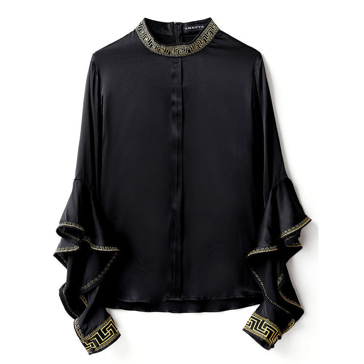 Embroidered Shirt Women's Long-sleeved Spring Tops Ruffled Women's Korean Loose-fitting Shirts