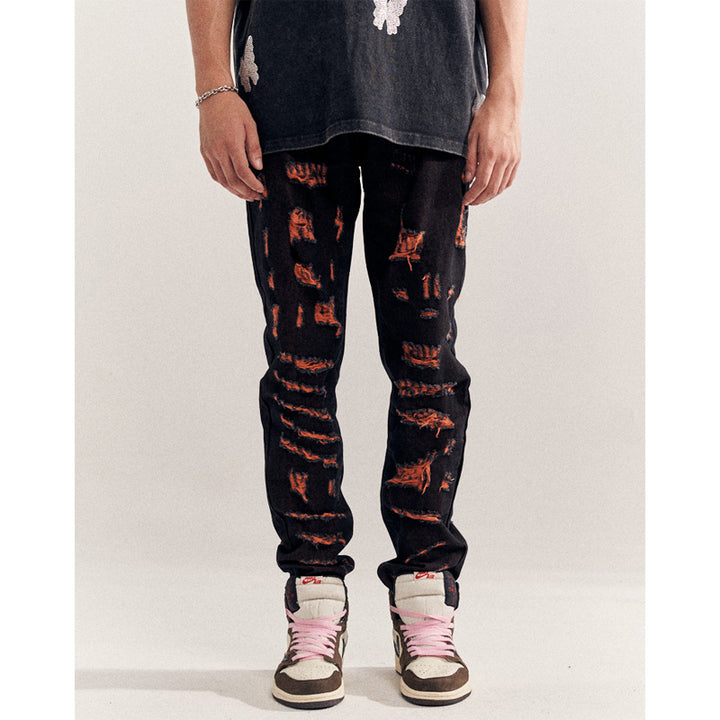 Destruction Orange Jeans