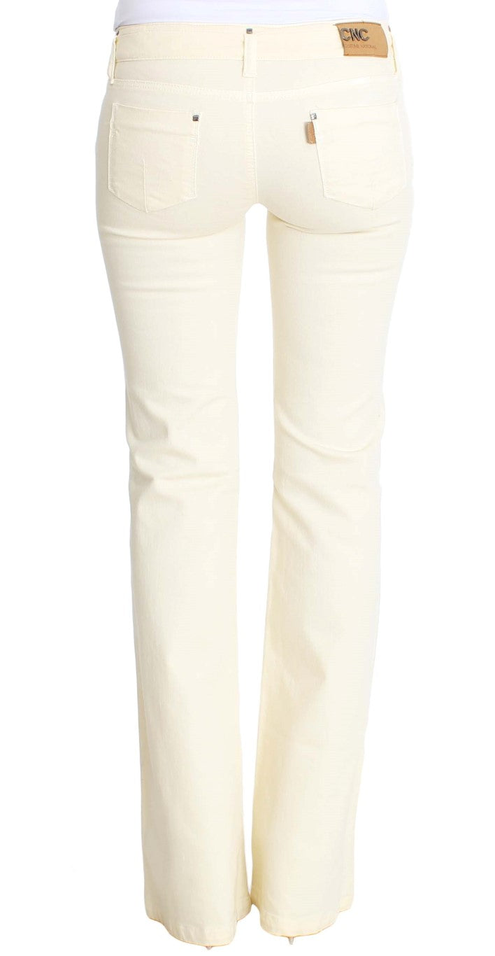 Costume National Chic Off-White Flared Designer Jeans