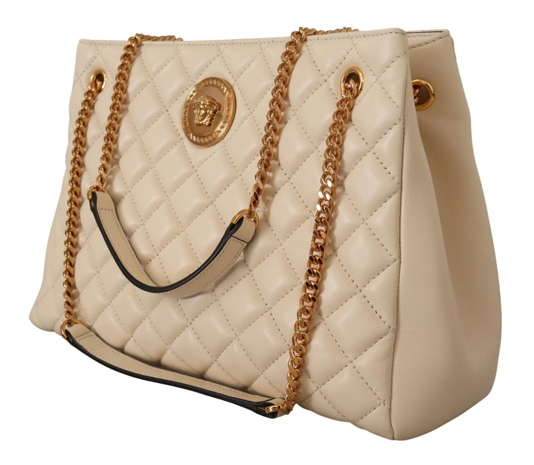 Versace Elegant Quilted Nappa Leather Tote