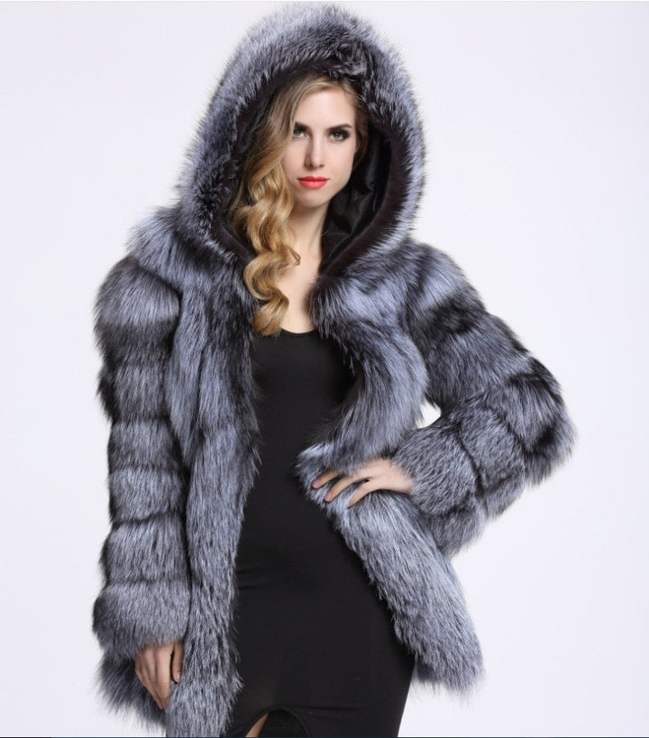 Fashion Temperament Faux Fur Coat Women's Mid-length