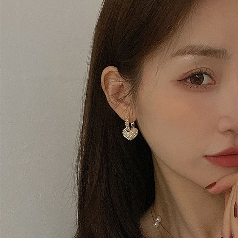 Pearl Heart Earrings - Dongdaemun Earrings - Shop Swazeyfit