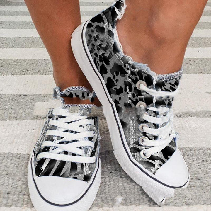 Skull Trend Low-top Shoes Female Casual Flat Heel Round Head