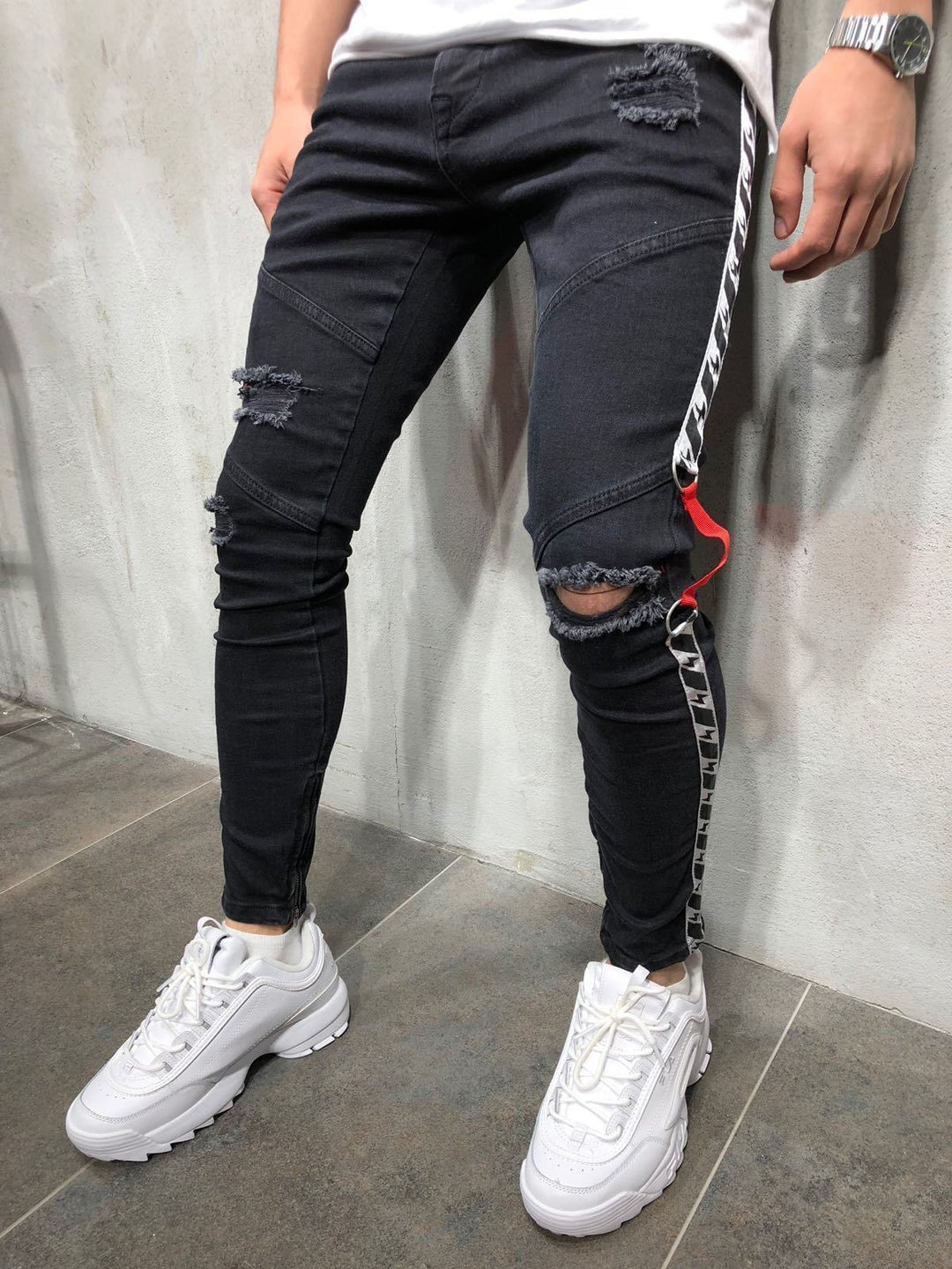 Men's ribbon jeans