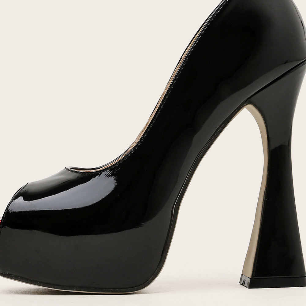 Lacquered Heel Footwear - Thick Heel Shoes - Shop Swazeyfit