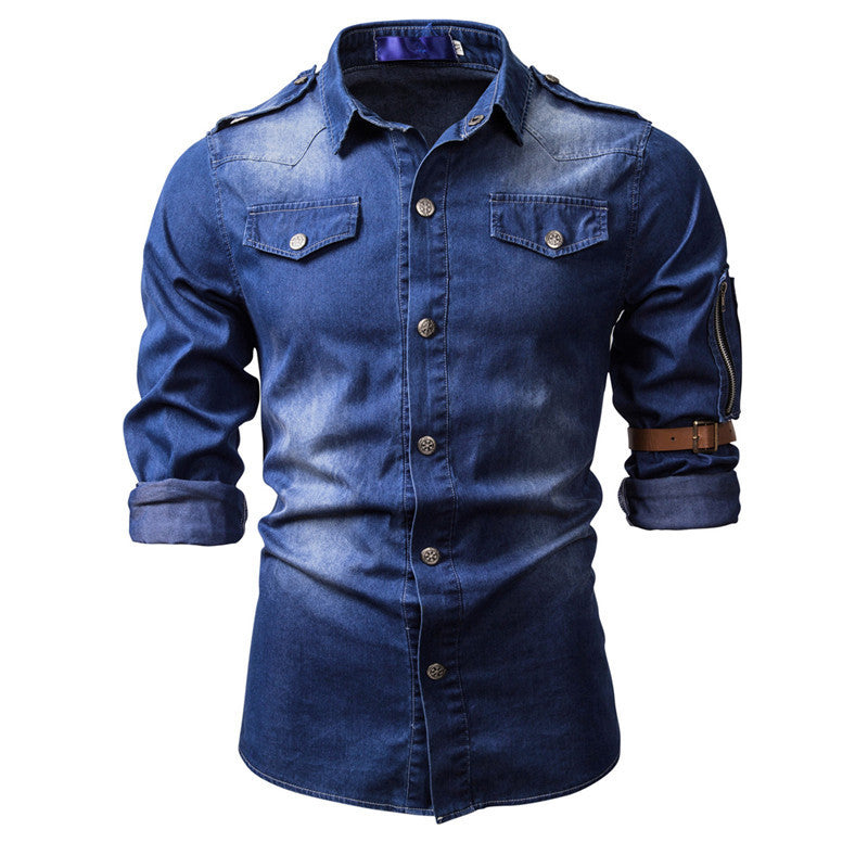 Washed Denim Shirt - Long Sleeve Casual Wear - Shop Swazeyfit