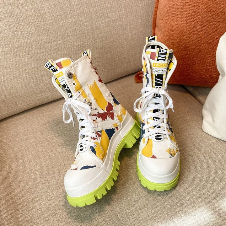 Canvas graffiti boots