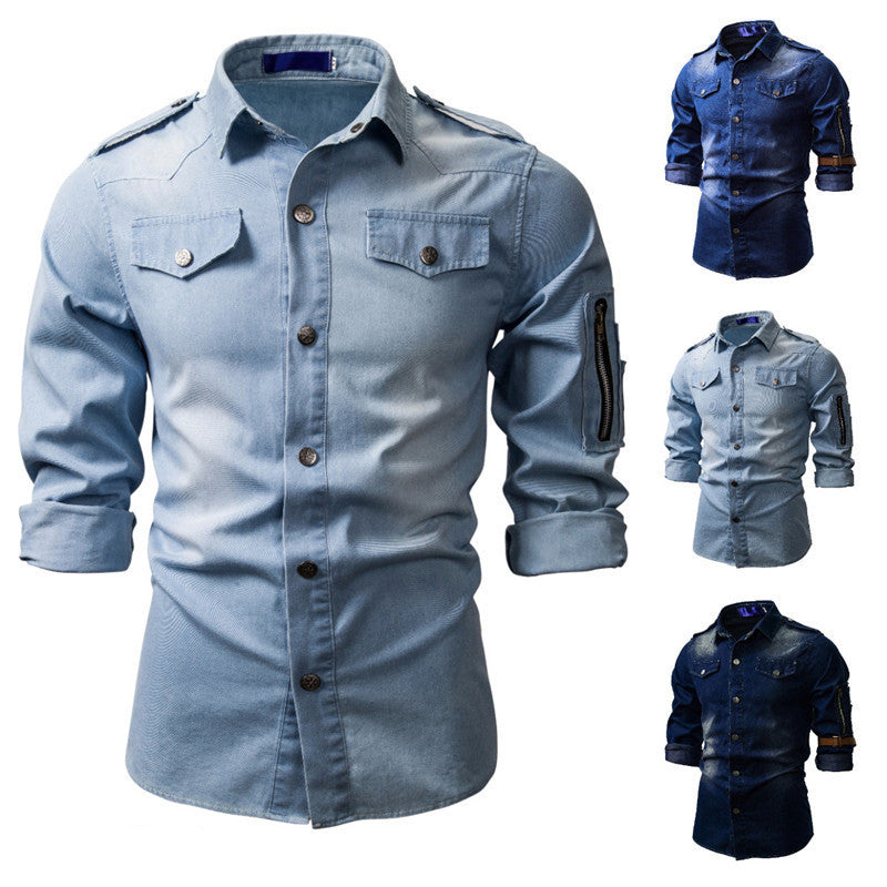 Washed Denim Shirt - Long Sleeve Casual Wear - Shop Swazeyfit