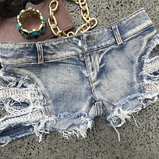 Women's Fashion Low Waist Ripped Denim Shorts