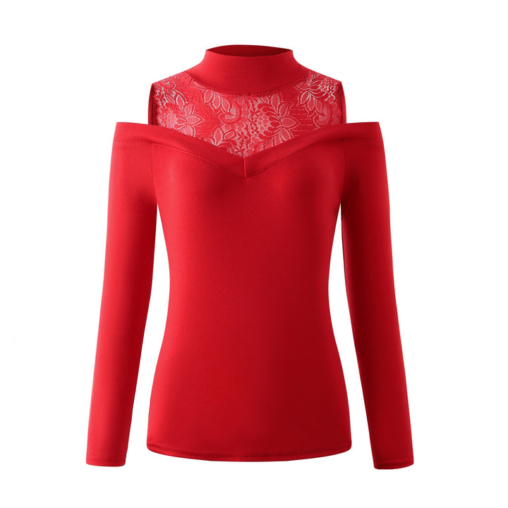 Fashion Lace Stitching Strapless Long Sleeve Bottoming Shirt